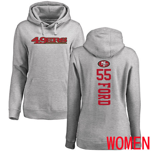 San Francisco 49ers Ash Women Dee Ford Backer #55 Pullover NFL Hoodie Sweatshirts